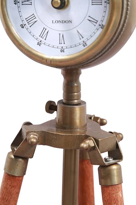 Manor House_Brown Iron And Wood Antique Tripod Clock_Online_at_Aza_Fashions
