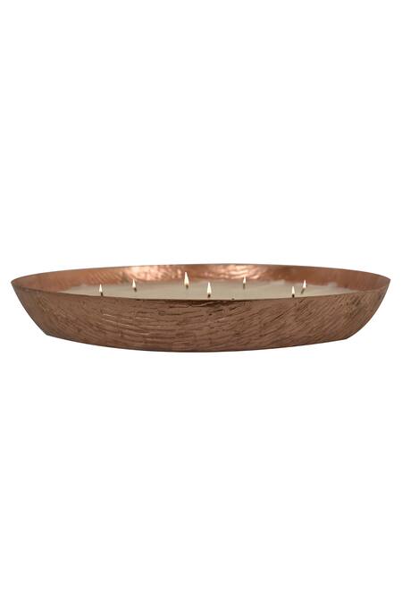Manor House_Gold Iron Roshni Scented Wax Metal Bowl _Online_at_Aza_Fashions