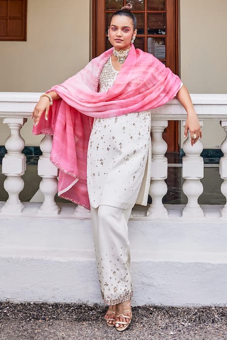 The Royaleum Candy Floss Sequin Embellished Kurta & Pant Set 