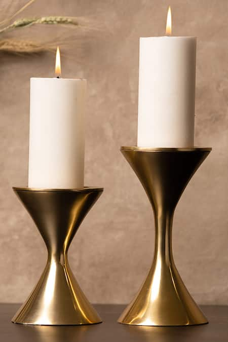 S.G. Home Gold Metal Sierra Candle Holder - Set Of 2 