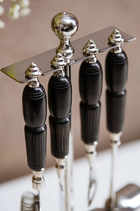 S. G. Home_Silver Metal Bar Tool Stand_Online_at_Aza_Fashions