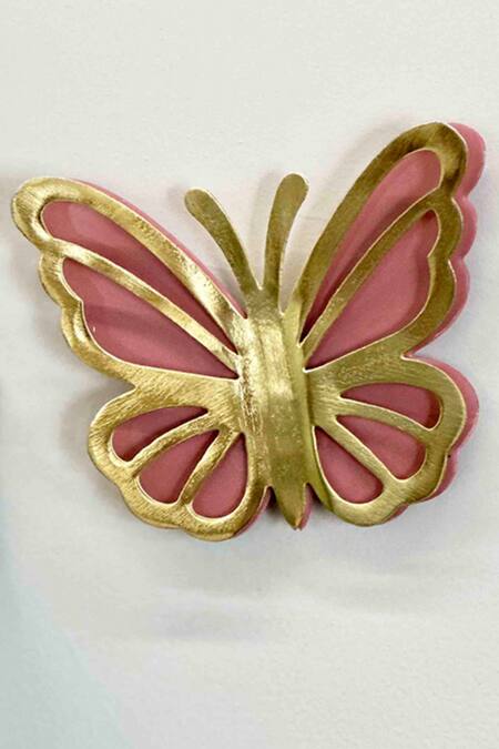 Mason Home_Pink Iron Butterfly Wall Motif - Set Of 3_Online_at_Aza_Fashions