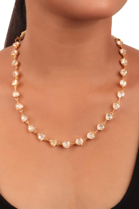 Sica Jewellery Moissanite Polki Embellished Necklace 