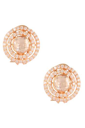 Buy_Sica Jewellery_Yellow Diamonds, Stones Moissanite Polki Solitaire Embellished Pendant Set _Online_at_Aza_Fashions