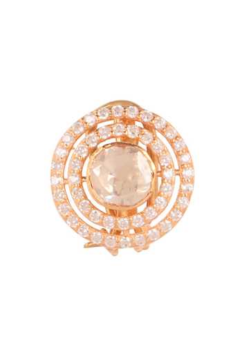 Shop_Sica Jewellery_Yellow Diamonds, Stones Moissanite Polki Solitaire Embellished Pendant Set _Online_at_Aza_Fashions