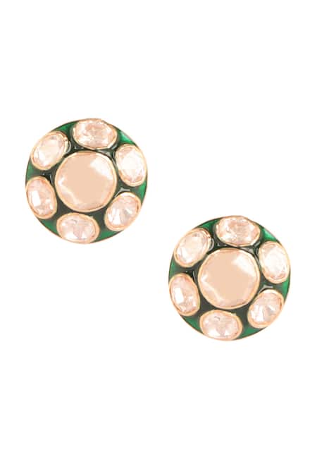 Sica Jewellery Moissanite Polki Embellished Meena Earrings 