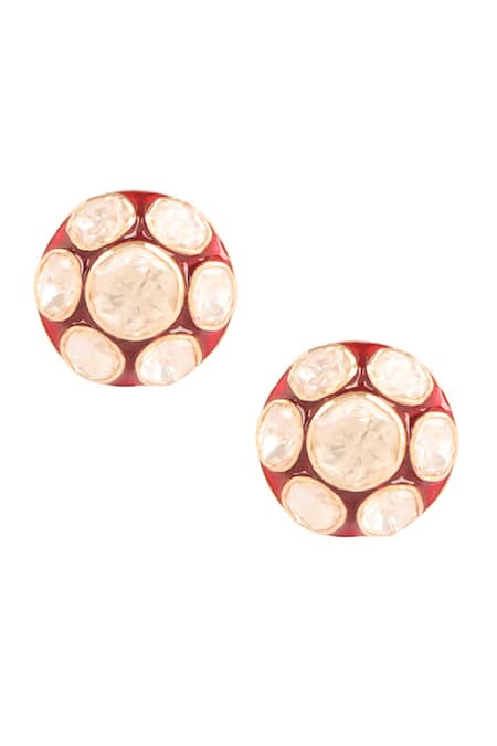 Sica Jewellery Moissanite Polki Embellished Meena Earrings 