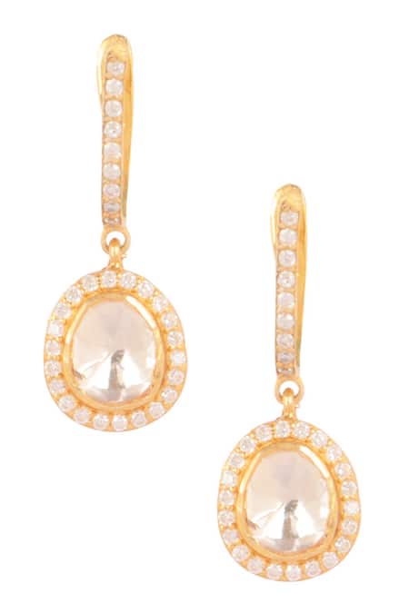 Shop Sica Jewellery Yellow Diamonds, Crystals Moissanite Polki Embellished Earrings at Aza Fashions Shop_Sica Jewellery_Yellow Diamonds, Crystals Moissanite Polki Embellished Earrings _at_Aza_Fashions