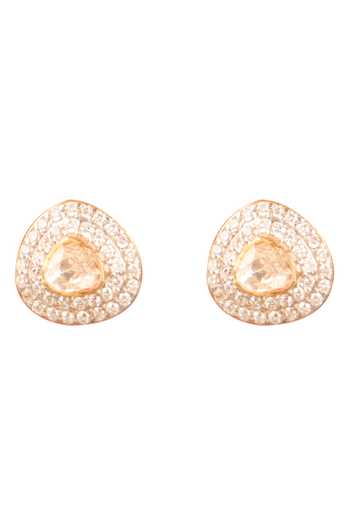 Buy_Sica Jewellery_Yellow Imitation Diamonds Moissanite Polki Embellished Pendant Set _Online_at_Aza_Fashions