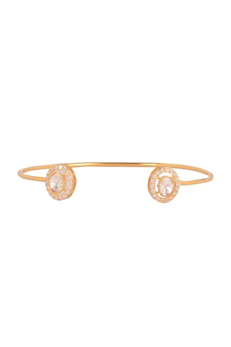 Sica Jewellery Moissanite Polki Embellished Cuff Bracelet 