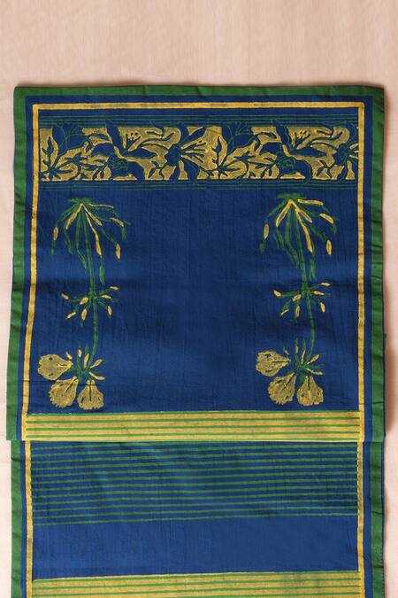 Inheritance India Blue 100% Cotton Hand Block Print Table Runner