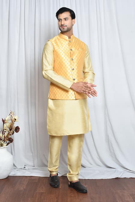 Aryavir Malhotra Damask Woven Nehru Jacket 