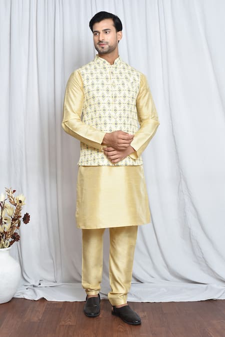 Aryavir Malhotra Flora Motif Pattern Nehru Jacket 