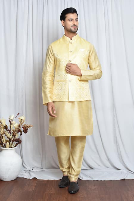 Aryavir Malhotra Damask Blossom Woven Nehru Jacket 