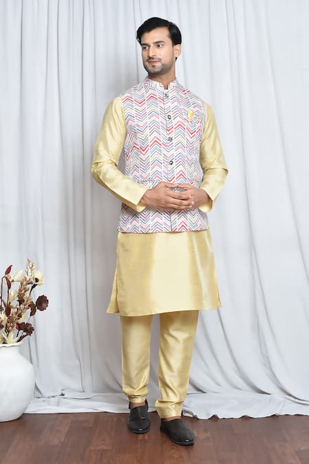 Aryavir Malhotra Chevron Pattern Nehru Jacket 