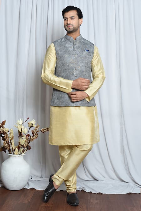 Aryavir Malhotra Flora Blast Woven Nehru Jacket 