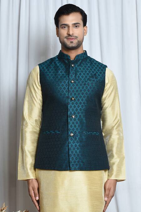 Buy Arihant Rai Sinha Blue Jacquard Embroidery Dahlia Flora Nehru Jacket Online at Aza Fashions Buy_Arihant Rai Sinha_Blue Jacquard Embroidery Dahlia Flora Nehru Jacket_Online_at_Aza_Fashions