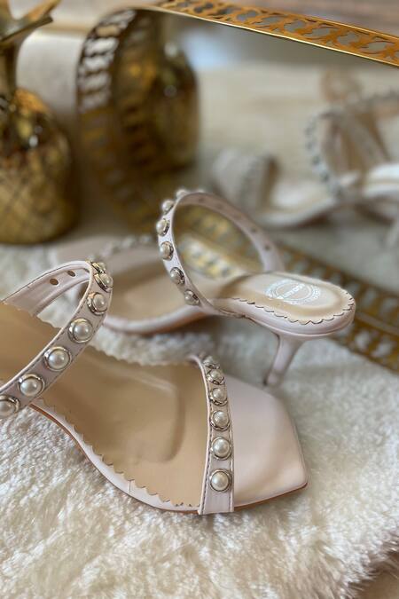 Buy Modanta Footwear White Pearls Embellished Stilettos Online at Aza Fashions Buy_Modanta Footwear_White Pearls Embellished Stilettos _Online_at_Aza_Fashions
