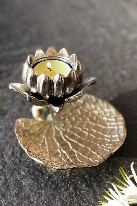 Buy Mason Home Gold Glass Lotus Tea Light at Aza Fashions Buy_Mason Home_Gold Glass Lotus Tea Light_at_Aza_Fashions