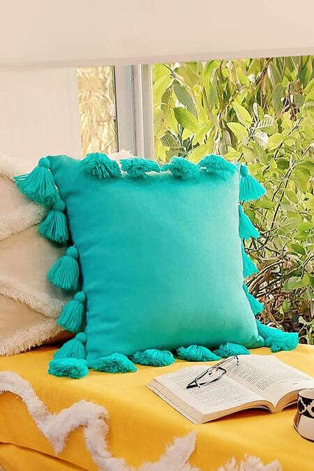 Blue 2024 tassel cushion