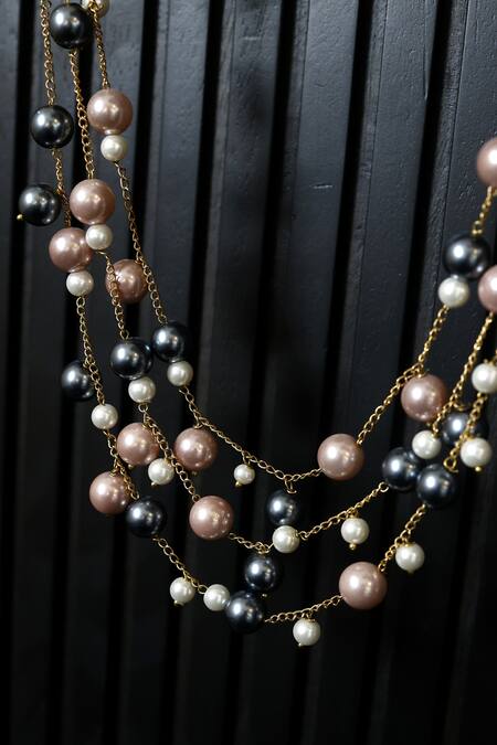 Buy Do Taara Multi Color Pearls Embellished Layered Necklace Online at Aza Fashions Buy_Do Taara_Multi Color Pearls Embellished Layered Necklace_Online_at_Aza_Fashions