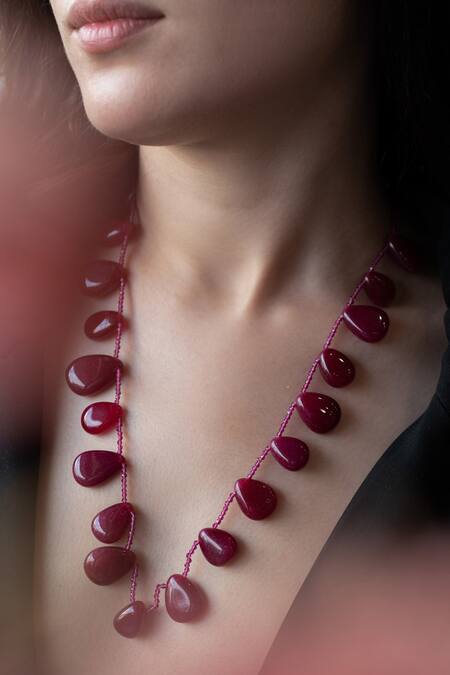 Buy Do Taara Red Natural Stones Necklace at Aza Fashions Buy_Do Taara_Red Natural Stones Necklace_at_Aza_Fashions