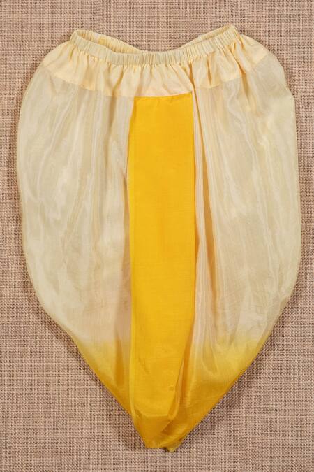 Minikin Yellow Silk, Cotton Embroidery Floral Woven Kurta And Dhoti Pant Set Online at Aza Fashions Minikin_Yellow Silk, Cotton Embroidery Floral Woven Kurta And Dhoti Pant Set _Online_at_Aza_Fashions