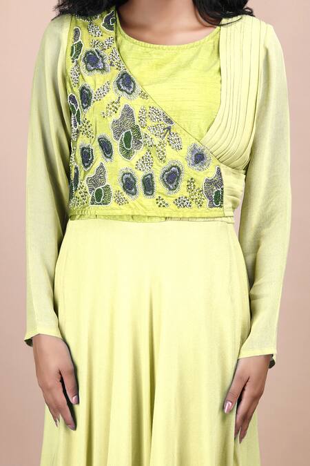 Label Ivish Yellow Silk, Georgette Embroidery California Poppy Placement Hand Long Dress at Aza Fashions Label Ivish_Yellow Silk, Georgette Embroidery California Poppy Placement Hand Long Dress _at_Aza_Fashions