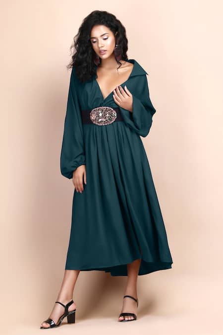 Label Ivish Deep V Neck Dress With Belt 