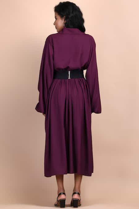 Label Ivish Hyacinth Deep V Neck Dress With Belt 