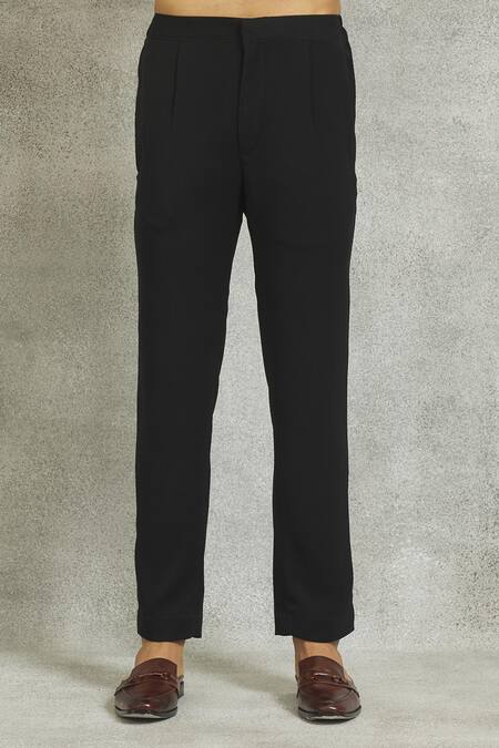 Nero By Shaifali And Satya_Black Cotton, Silk Embroidery Self Jodhpuri And Pant Set_at_Aza_Fashions