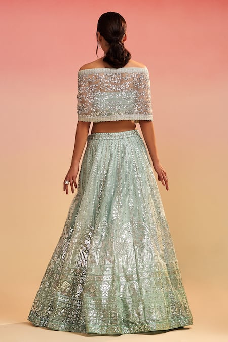 Studio Iris India Moina Floral Foil Embroidered Lehenga With Blouse