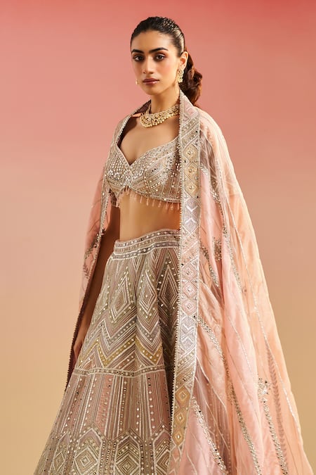 Buy Studio Iris India Pink Organza Mirrors, Embroidery Sweetheart Bellini Work Bridal Lehenga Set Online at Aza Fashions Buy_Studio Iris India_Pink Organza Mirrors, Embroidery Sweetheart Bellini Work Bridal Lehenga Set_Online_at_Aza_Fashions