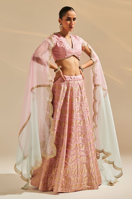 Studio Iris India Carnation Floral Woven Lehenga Set