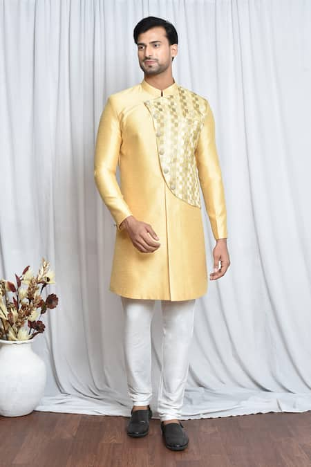 Aryavir Malhotra Geometric Woven Sherwani Set 