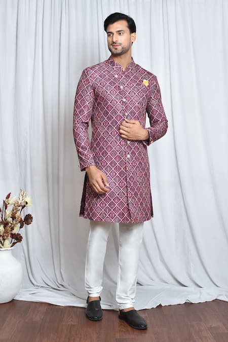 Aryavir Malhotra Patola Print Sherwani Set 