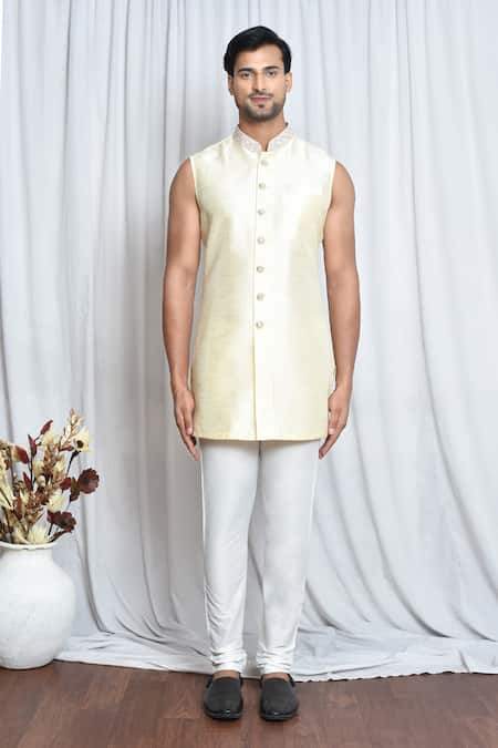 Buy_Arihant Rai Sinha_Cream Silk, Polyester Sequins, Embroidery Sherwani Set _Online_at_Aza_Fashions