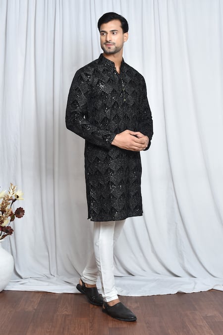 Aryavir Malhotra Cut Dana Embroidered Velvet Kurta 