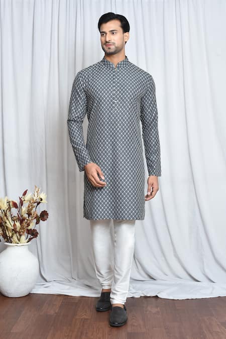 Aryavir Malhotra Resham & Sequin Embroidered Kurta 