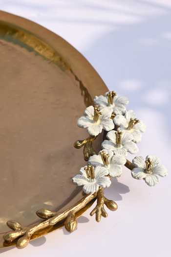 Mason Home_Gold Brass Alloy Victorian Fleur Round Serving Tray_Online_at_Aza_Fashions