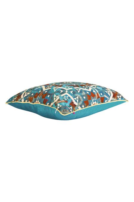 Oris Root_Blue Printed Ajmal Azmin Bohemian Cushion Cover Set Of 5_Online_at_Aza_Fashions