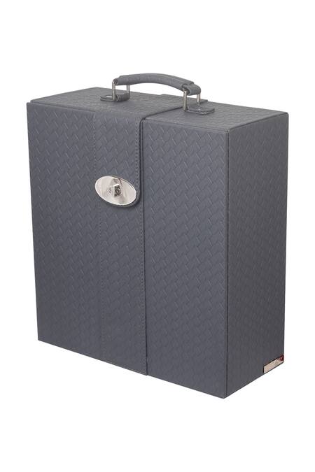 Three Sixty_Grey Faux Leather Hand Mobile Bar_Online_at_Aza_Fashions