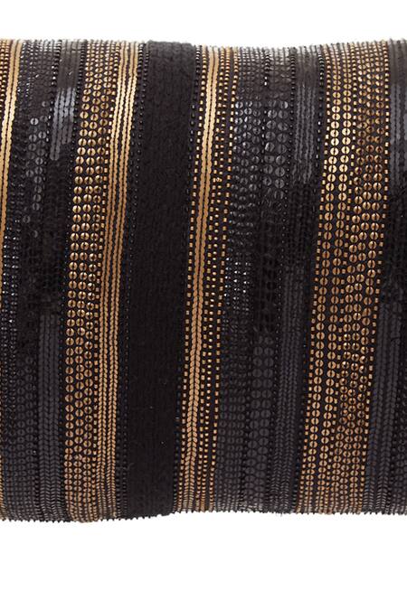 Nakul Sen_Black Raw Silk Embroidered Rectangle Cushion Cover With Filler Single Pc_Online_at_Aza_Fashions