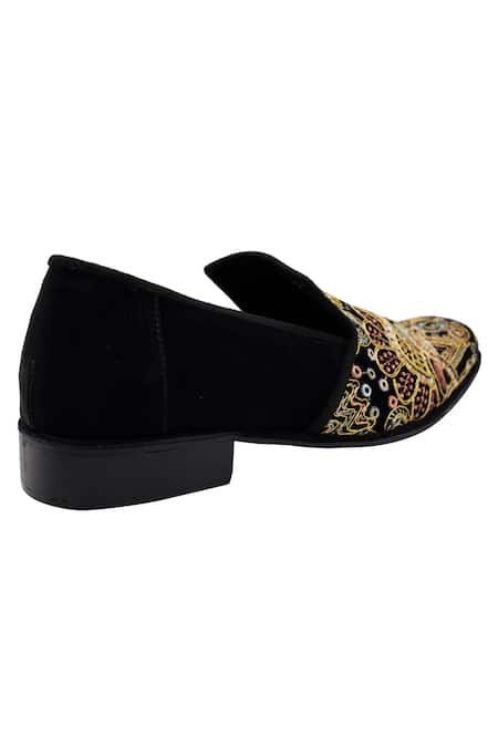 Shop Pako Black Embroidered Andrew Loafers Online at Aza Fashions Shop_Pako_Black Embroidered Andrew Loafers _Online_at_Aza_Fashions