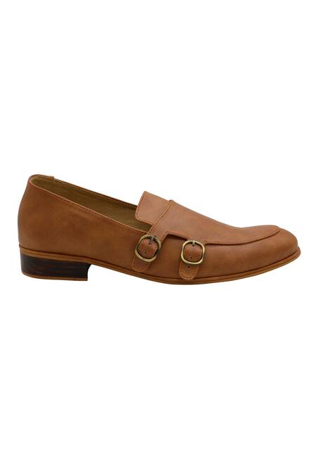 Buy_Pako_Brown Embellished Jude Buckled Monk Strap  _Online_at_Aza_Fashions