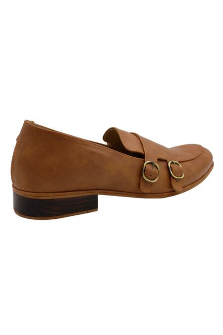 Shop_Pako_Brown Embellished Jude Buckled Monk Strap  _Online_at_Aza_Fashions