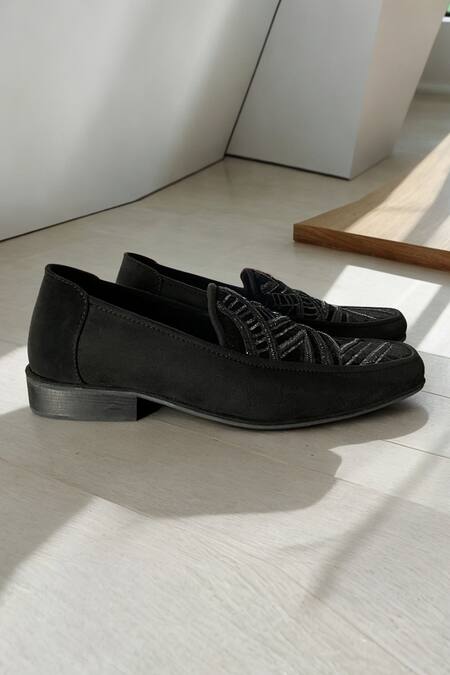 Shop_Pako_Black Embroidered Matthew Shoes  _at_Aza_Fashions