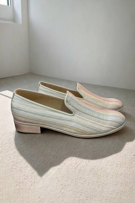 Shop_Pako_Multi Color Textured Neil Stripe Shoes  _at_Aza_Fashions