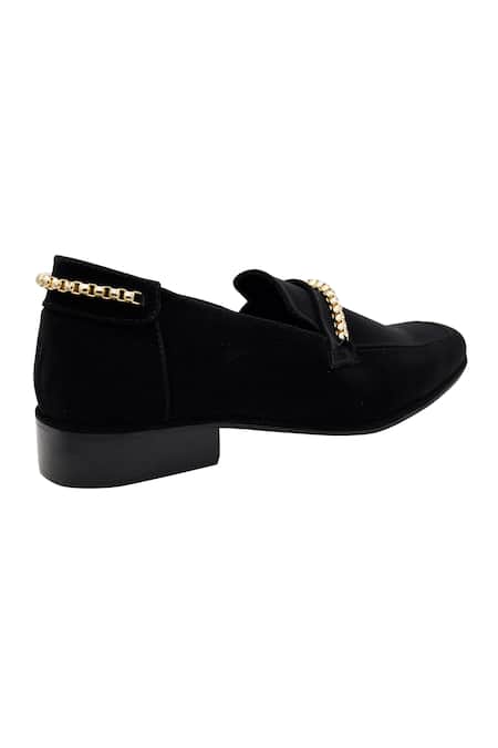 Shop_Pako_Black Embellished Peter Chain Shoes  _Online_at_Aza_Fashions