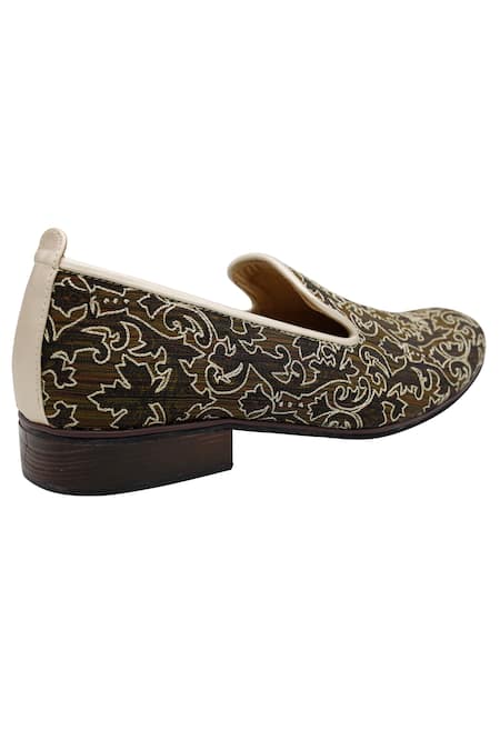 Pako_Black Printed Simon Blossom Embroidered Loafers _at_Aza_Fashions